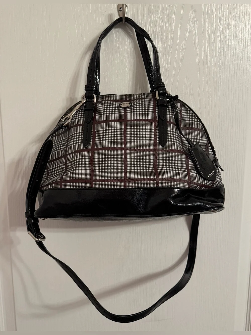Coach Peyton Glen Plaid Cora Domed Satchel Bag w/ Crossbody Strap F32841